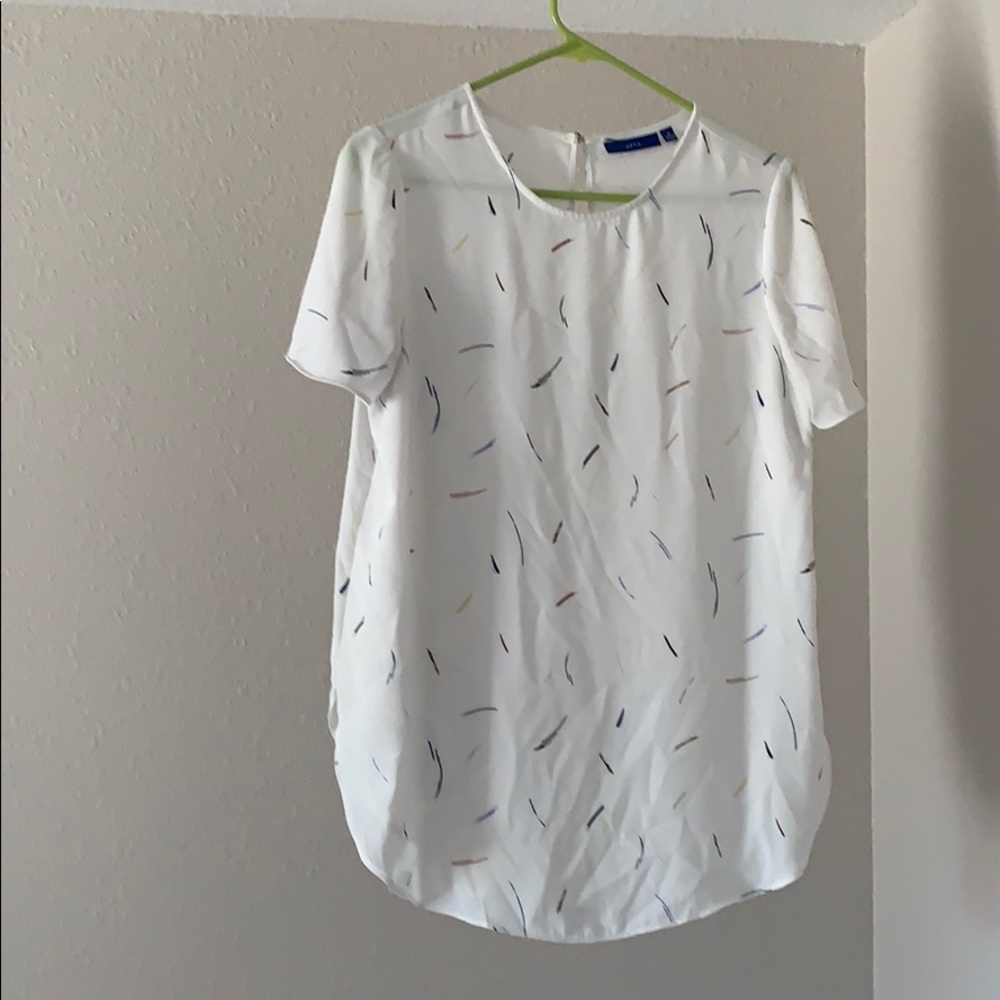 White blouse with multi colored lines